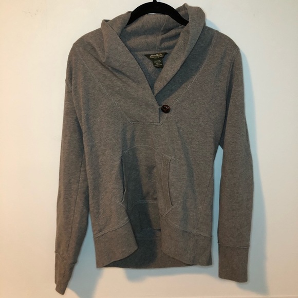 Eddie Bauer Gray Long Sleeve Sweater with Pocket - Picture 1 of 6